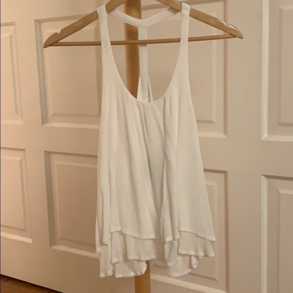 aqua white low back tank top
